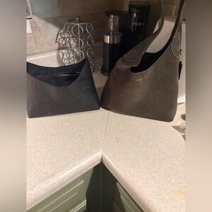 Coach olive green shoulder bag with a black insert pouch